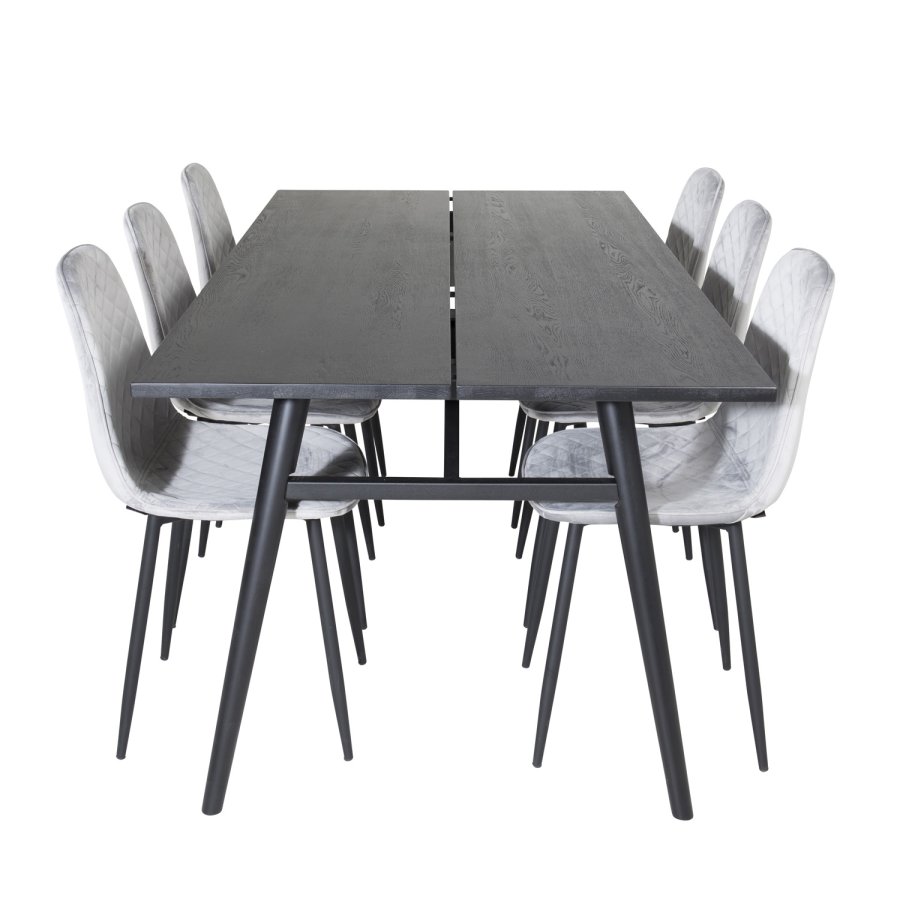 VENTURE DESIGN Polar Diamond spisestuestol - gr velur og sort metall