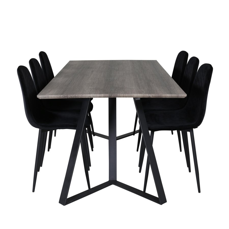 VENTURE DESIGN Polar Diamond spisestol - svart velour og svart metall