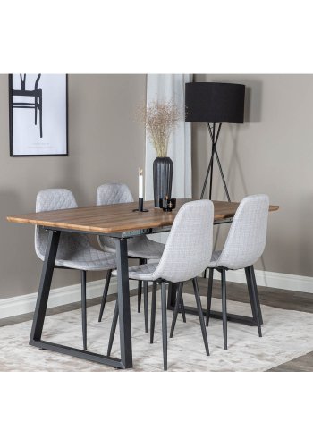 VENTURE DESIGN Polar Diamond spisestuestol - lys gr polyester og sort metall