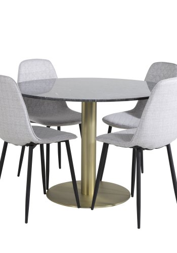 VENTURE DESIGN Polar Diamond spisestuestol - lys gr polyester og sort metall