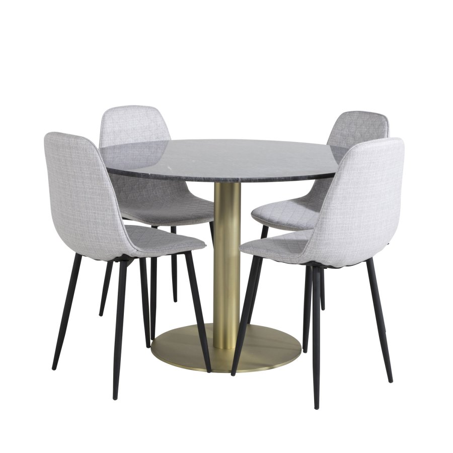 VENTURE DESIGN Polar Diamond spisestuestol - lys gr polyester og sort metall