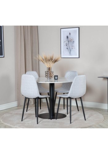 VENTURE DESIGN Polar Diamond spisestuestol - lys gr polyester og sort metall