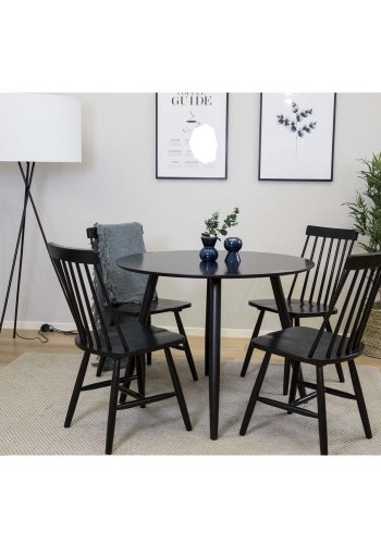 VENTURE DESIGN Lönneberga spisestuestol - svart gummitre