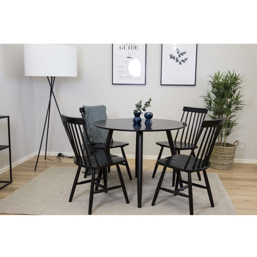 VENTURE DESIGN Lönneberga spisestuestol - svart gummitre