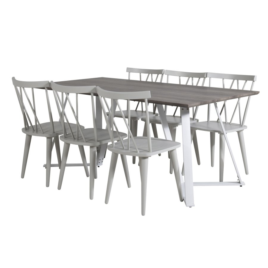 VENTURE DESIGN Mariannelund spisebordsstol - gr gummitr