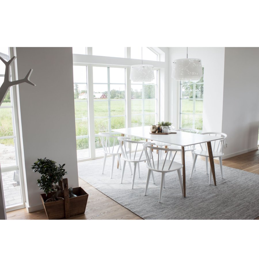 VENTURE DESIGN Polar spisebord - hvit MDF og naturlig metall (180x90)