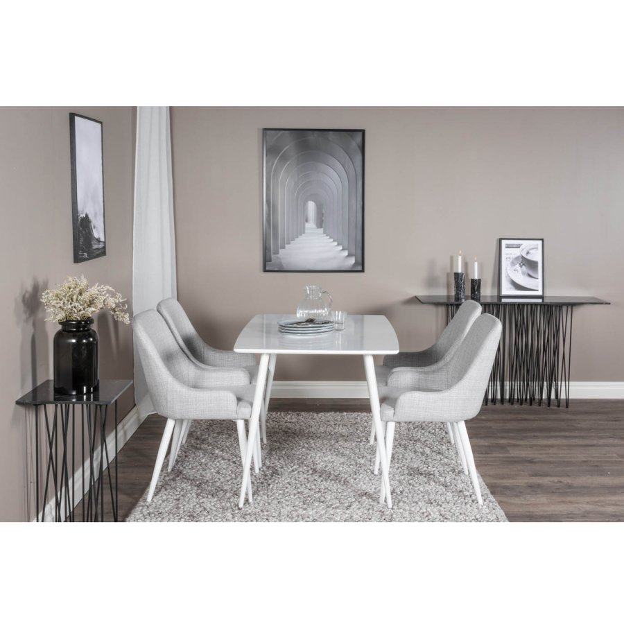 VENTURE DESIGN Polar spisebord - hvit MDF og hvitt metall (120x80)