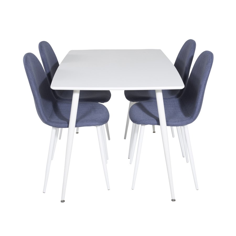 VENTURE DESIGN Polar spisestuestol - bl polyester og hvitt metall