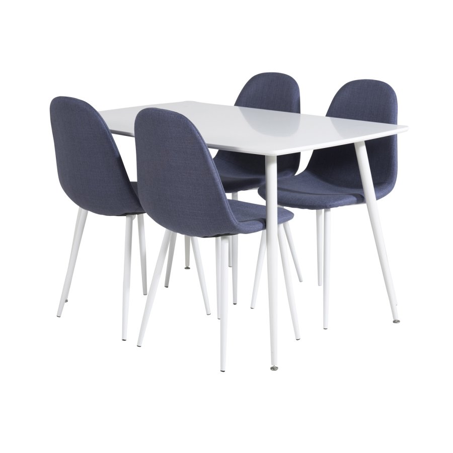 VENTURE DESIGN Polar spisestuestol - bl polyester og hvitt metall