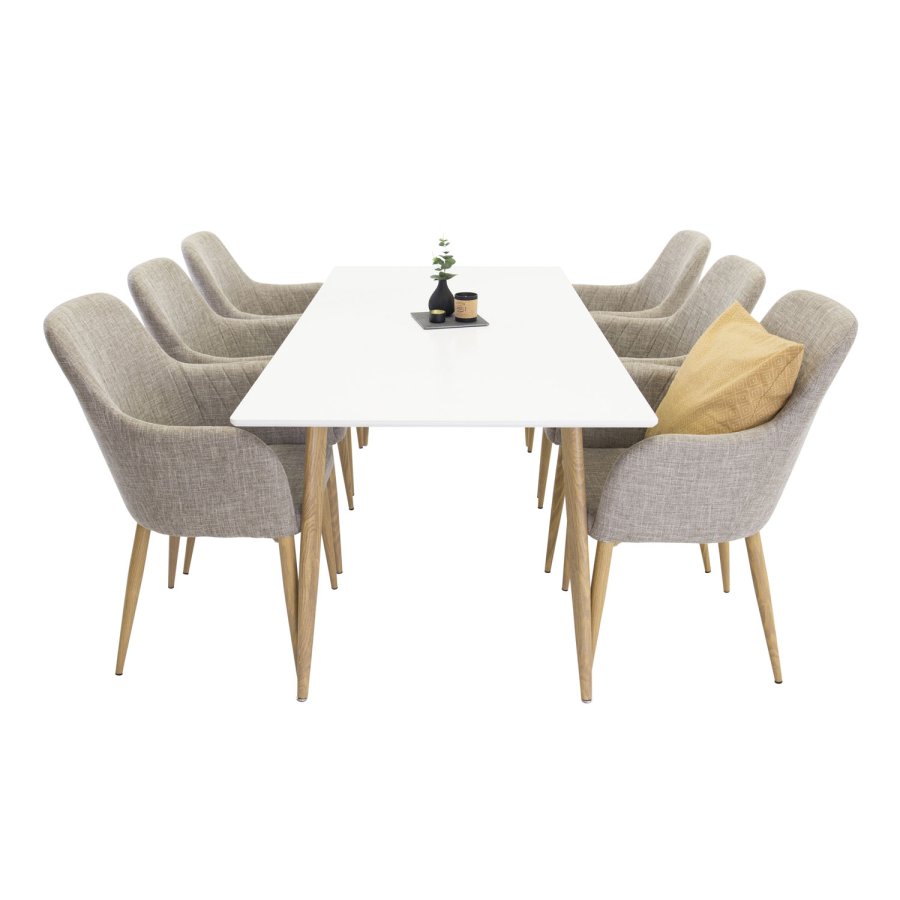 VENTURE DESIGN Polar spisebord - hvit MDF og naturlig metall (180x90)