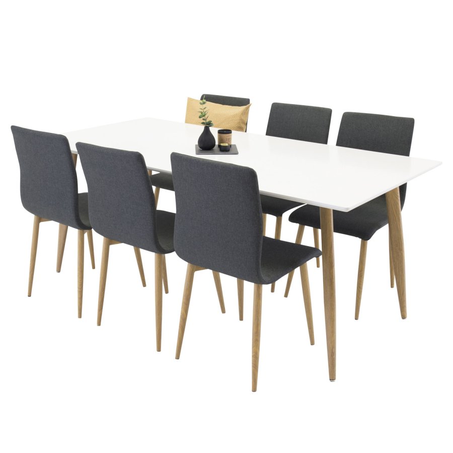 VENTURE DESIGN Polar spisebord - hvit MDF og naturlig metall (180x90)