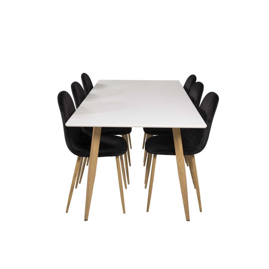 VENTURE DESIGN Polar spisebord - hvit MDF og naturlig metall (180x90)