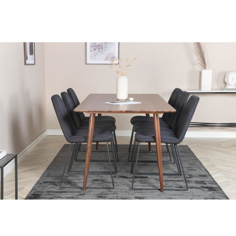 VENTURE DESIGN Polar spisebord - valnttbrun MDF og valnttbrunt metall (180x90)