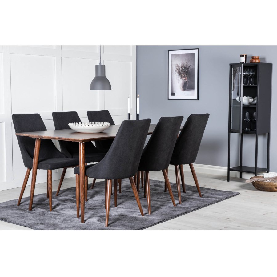 VENTURE DESIGN Polar spisebord - valnttbrun MDF og valnttbrunt metall (180x90)