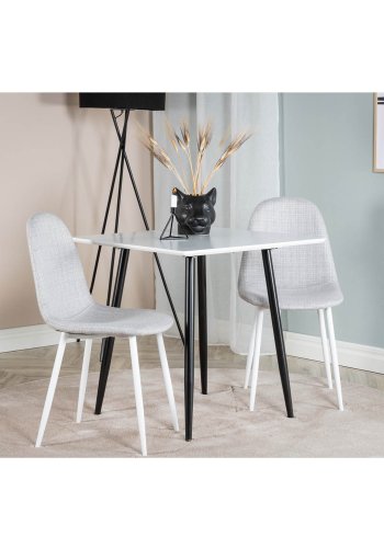 VENTURE DESIGN Polar spisestuestol - lys gr polyester og hvitt metall