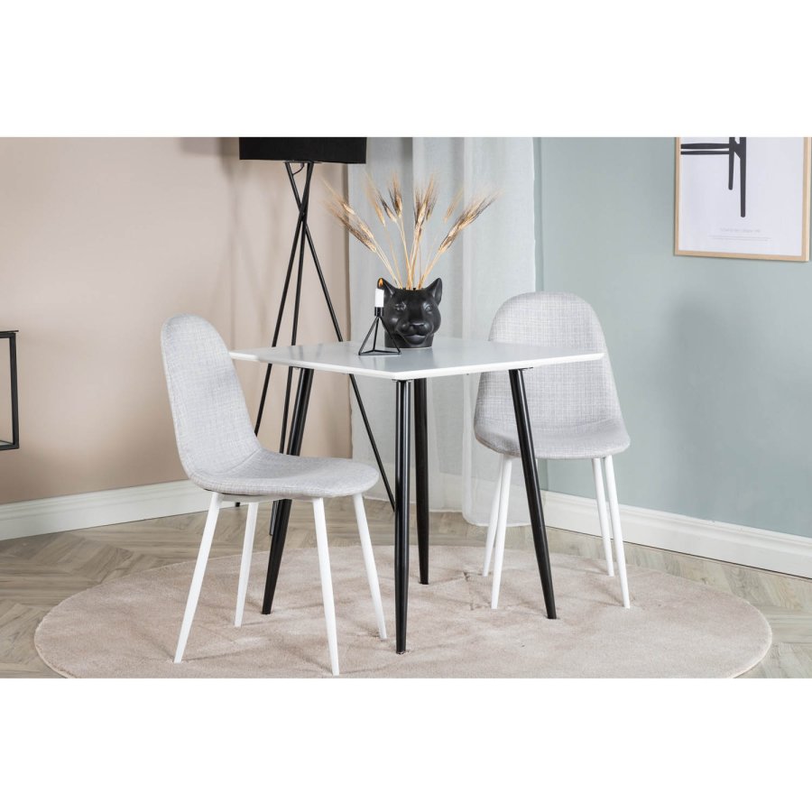 VENTURE DESIGN Polar spisestuestol - lys gr polyester og hvitt metall