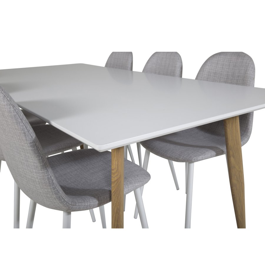 VENTURE DESIGN Polar spisestuestol - lys gr polyester og hvitt metall