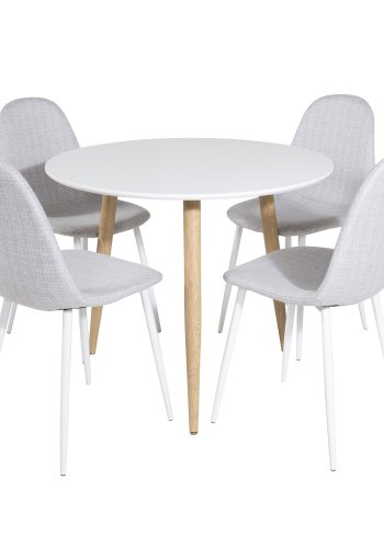 VENTURE DESIGN Polar spisestuestol - lys gr polyester og hvitt metall