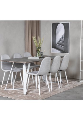 VENTURE DESIGN Polar spisestuestol - lys gr polyester og hvitt metall