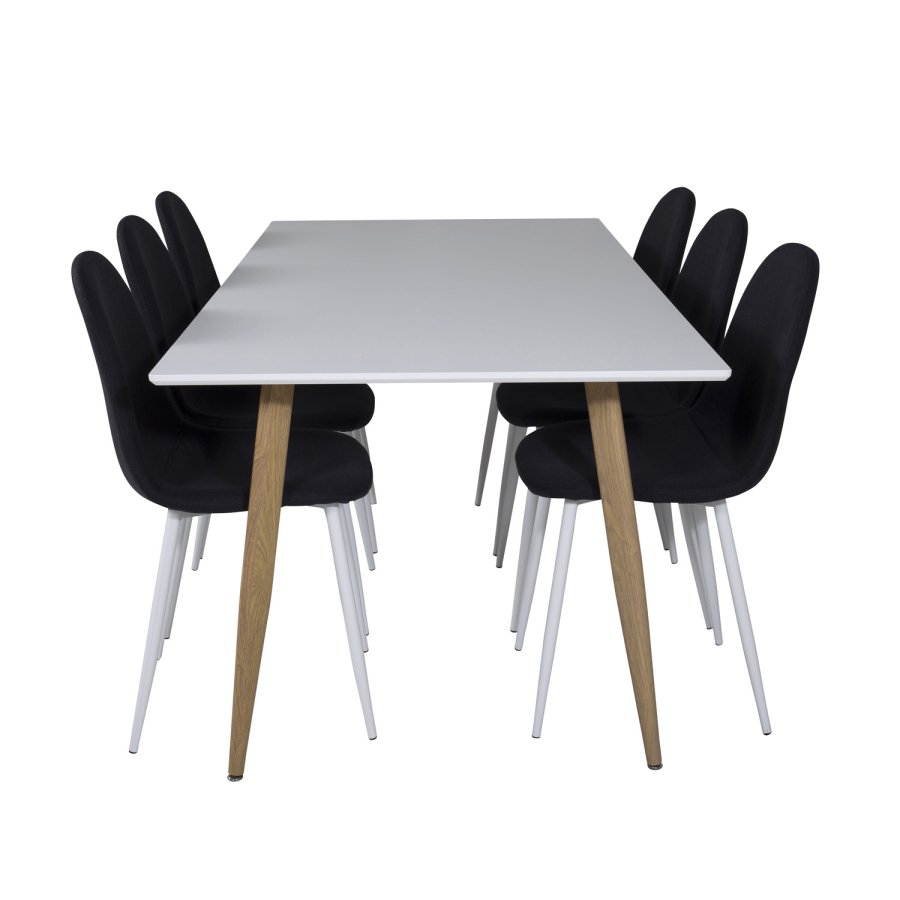VENTURE DESIGN Polar spisestuestol - svart polyester og hvitt metall