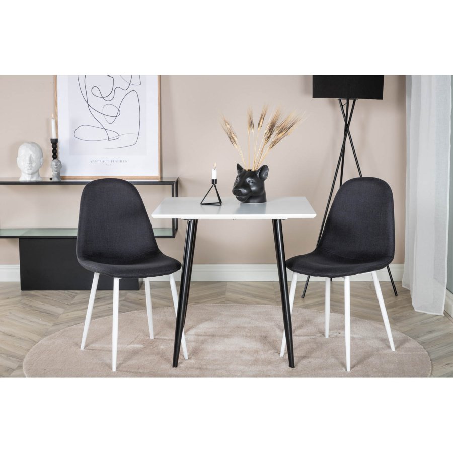 VENTURE DESIGN Polar spisestuestol - svart polyester og hvitt metall