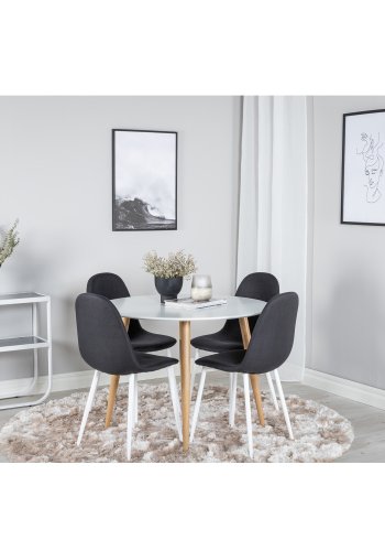 VENTURE DESIGN Polar spisestuestol - svart polyester og hvitt metall