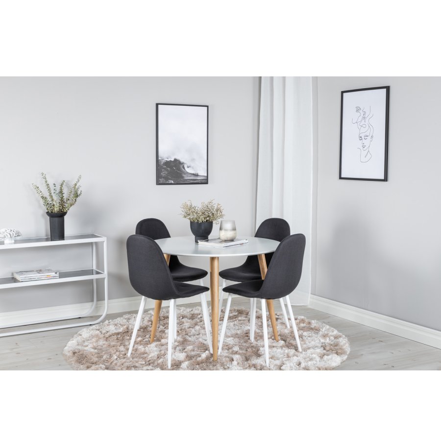 VENTURE DESIGN Polar spisestuestol - svart polyester og hvitt metall