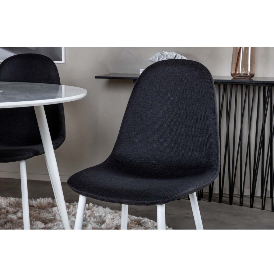 VENTURE DESIGN Polar spisestuestol - svart polyester og hvitt metall