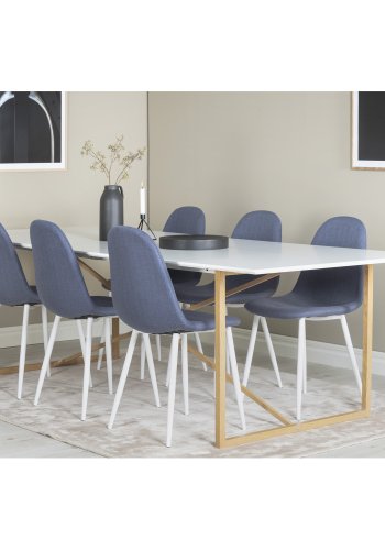 VENTURE DESIGN Polar spisestuestol - bl polyester og hvitt metall