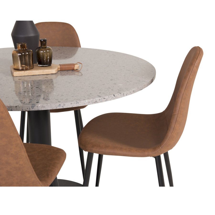 VENTURE DESIGN Polar spisestuestol - brun PU og metall