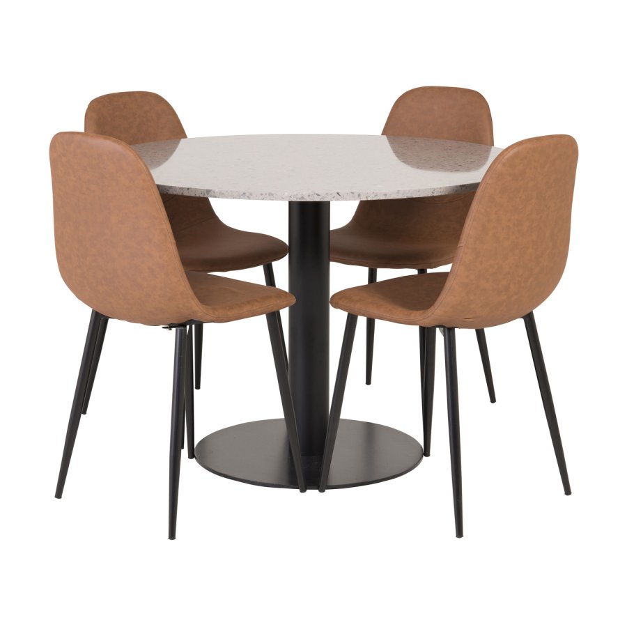 VENTURE DESIGN Polar spisestuestol - brun PU og metall