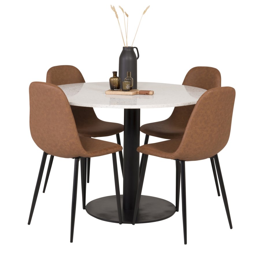 VENTURE DESIGN Polar spisestuestol - brun PU og metall