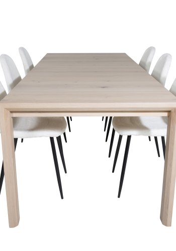 VENTURE DESIGN Polar Fluff spisestuestol - hvit polyester teddystoff og svart metall