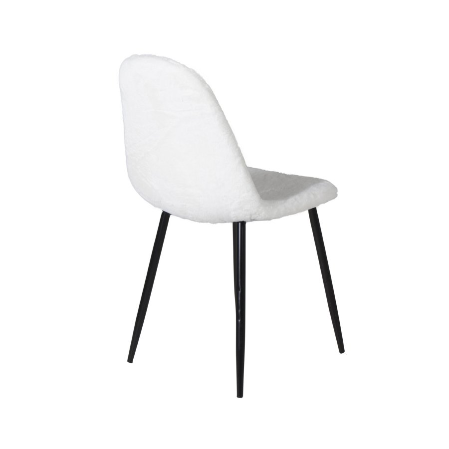 VENTURE DESIGN Polar Fluff spisestuestol - hvit polyester teddystoff og svart metall