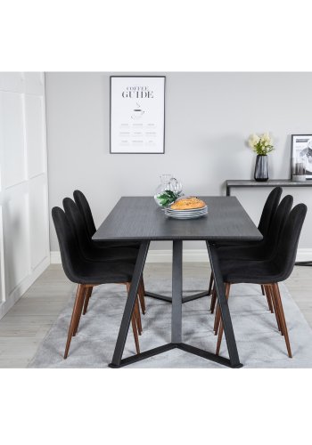 VENTURE DESIGN Polar spisebordstol - svart polyester og valntt folie metall