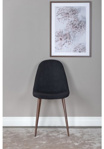 VENTURE DESIGN Polar spisebordstol - svart polyester og valntt folie metall