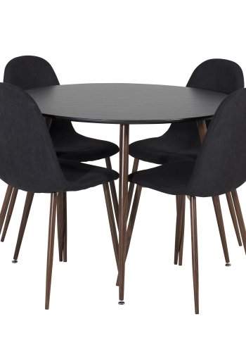 VENTURE DESIGN Polar spisebordstol - svart polyester og valntt folie metall