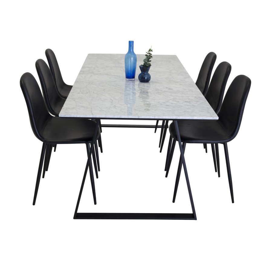 VENTURE DESIGN Polar spisestol - svart PU og metall