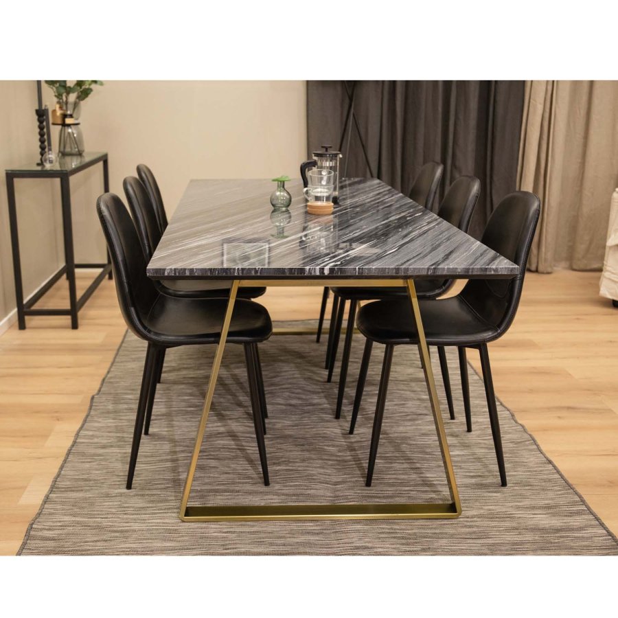 VENTURE DESIGN Polar spisestol - svart PU og metall