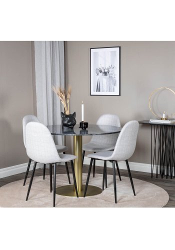 VENTURE DESIGN Polar spisestuestol - lys gr polyester og sort metall