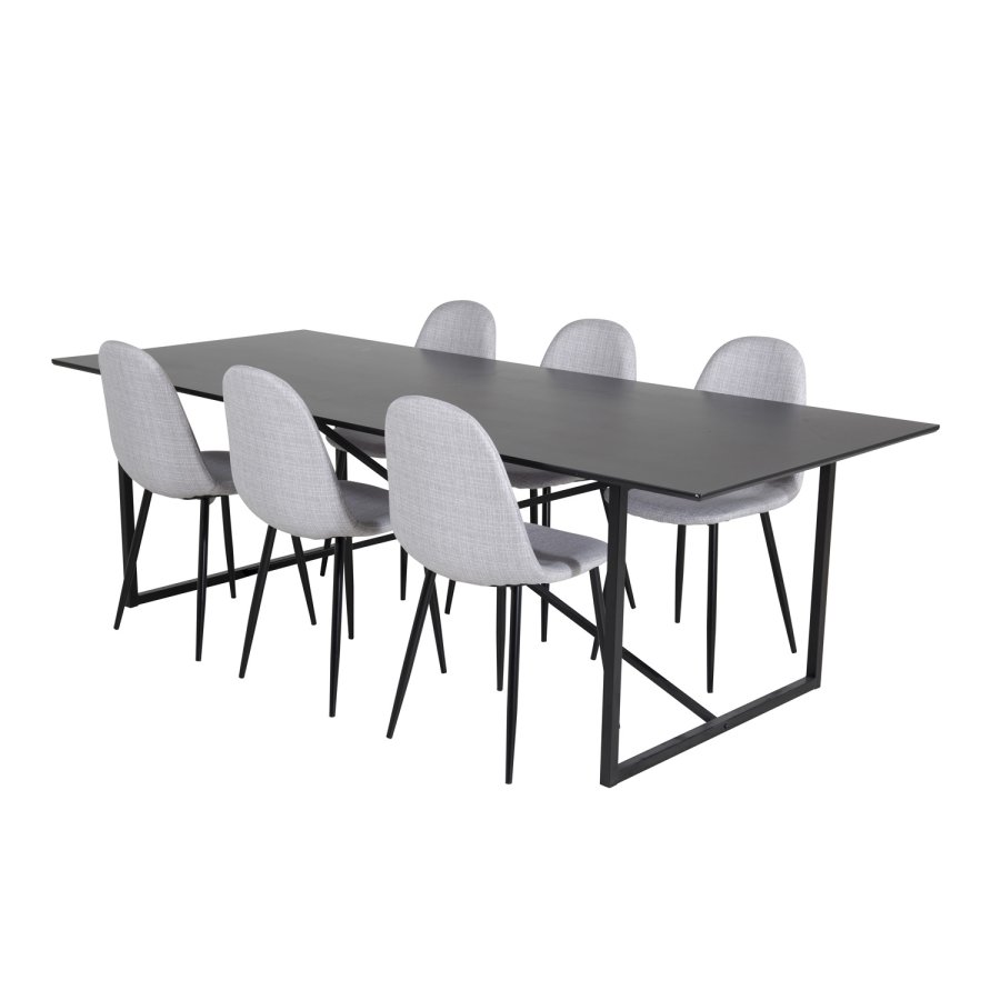 VENTURE DESIGN Polar spisestuestol - lys gr polyester og sort metall