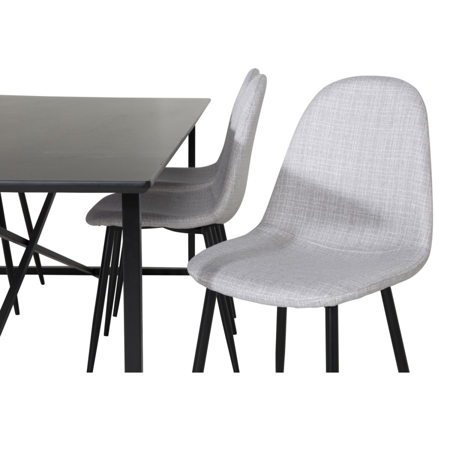 VENTURE DESIGN Polar spisestuestol - lys gr polyester og sort metall