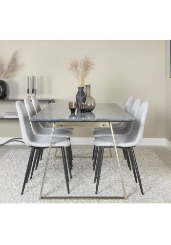 VENTURE DESIGN Polar spisestuestol - lys gr polyester og sort metall