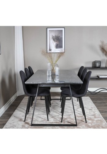 VENTURE DESIGN Polar spisestuestol - svart polyester og sort metall