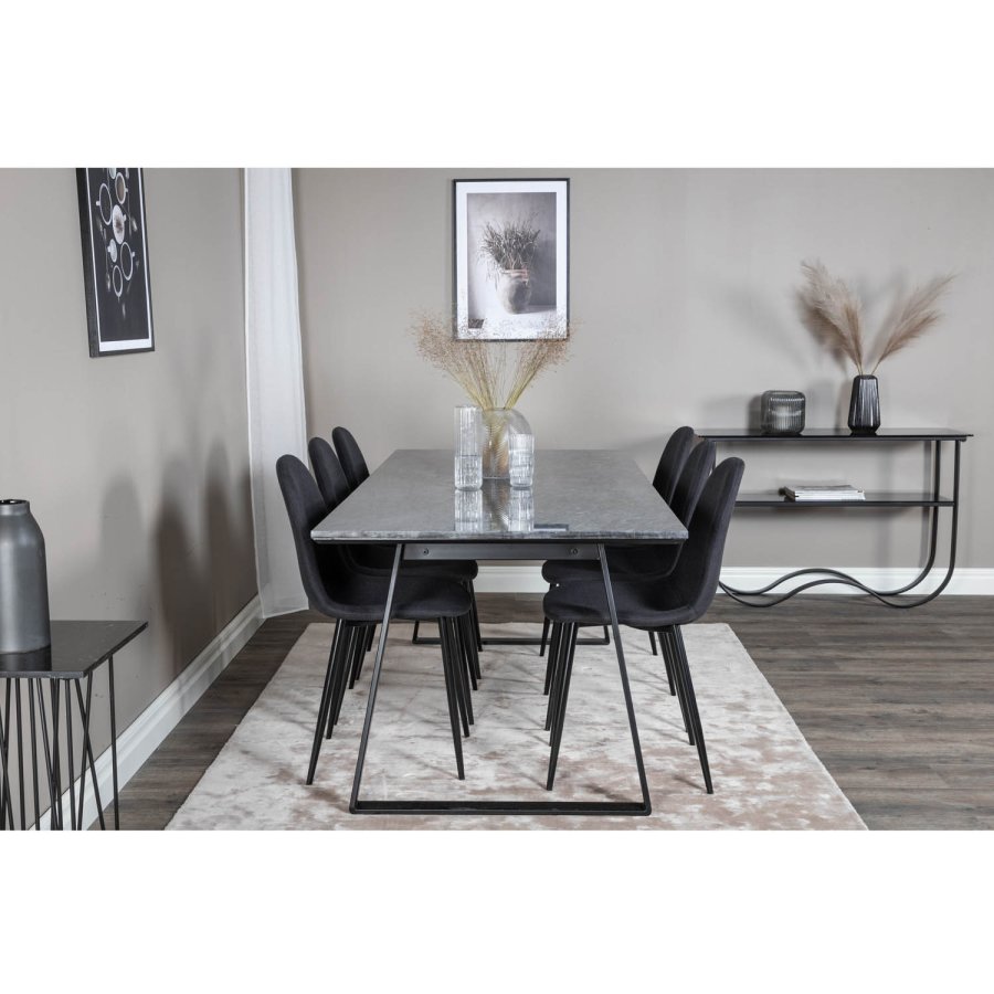 VENTURE DESIGN Polar spisestuestol - svart polyester og sort metall