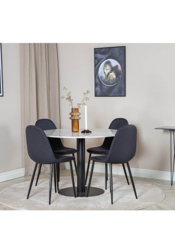 VENTURE DESIGN Polar spisestuestol - svart polyester og sort metall