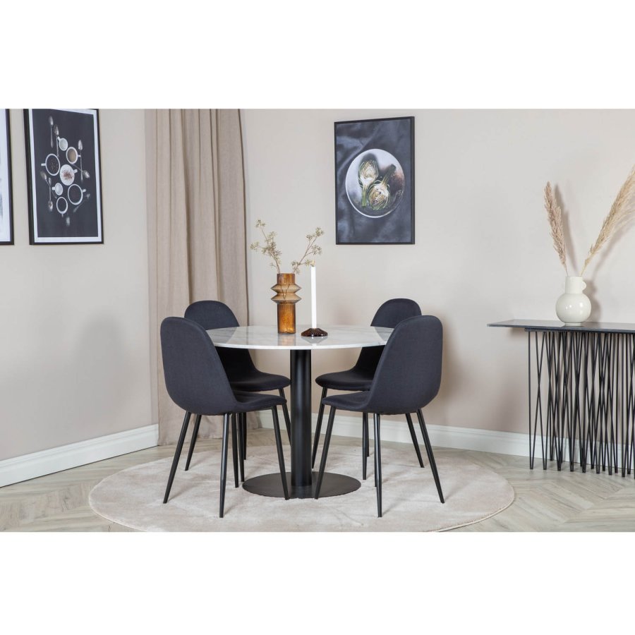 VENTURE DESIGN Polar spisestuestol - svart polyester og sort metall