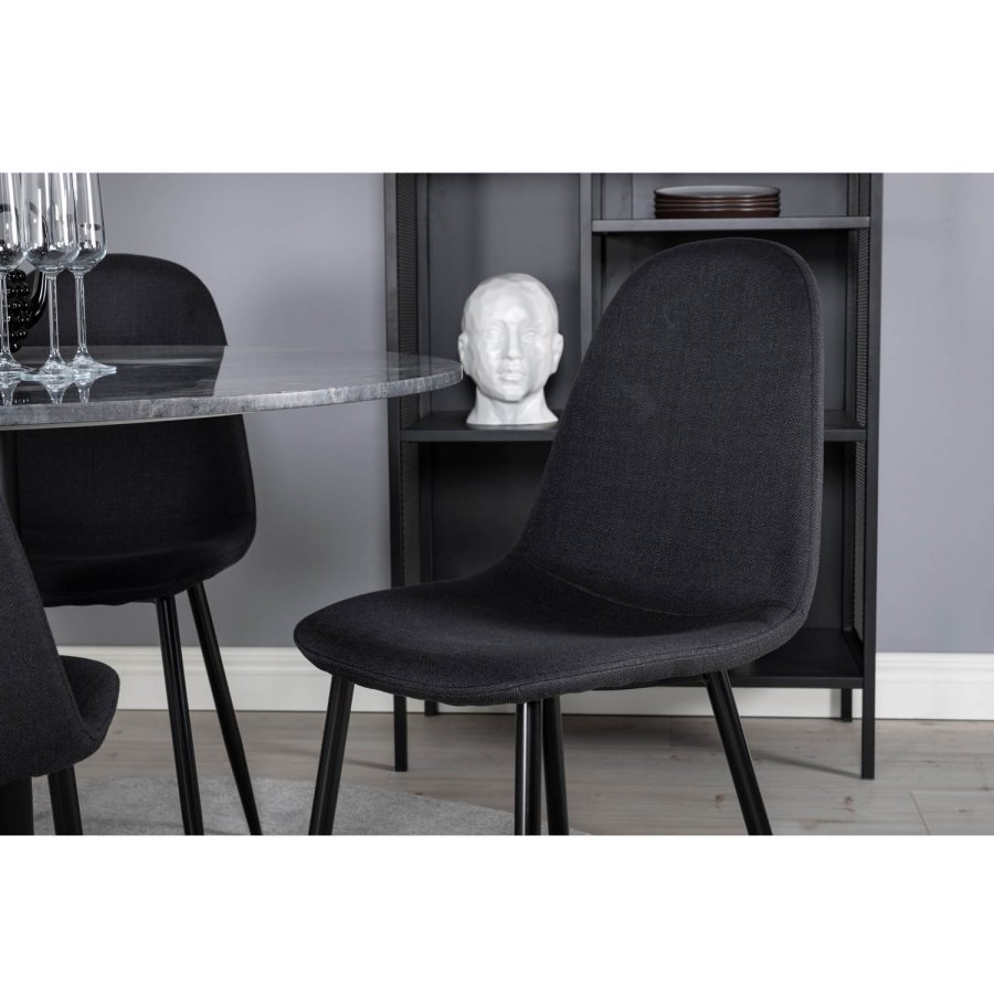 VENTURE DESIGN Polar spisestuestol - svart polyester og sort metall