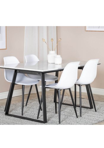 VENTURE DESIGN Polar Plastic spisestuestol - hvit plast og sort metall
