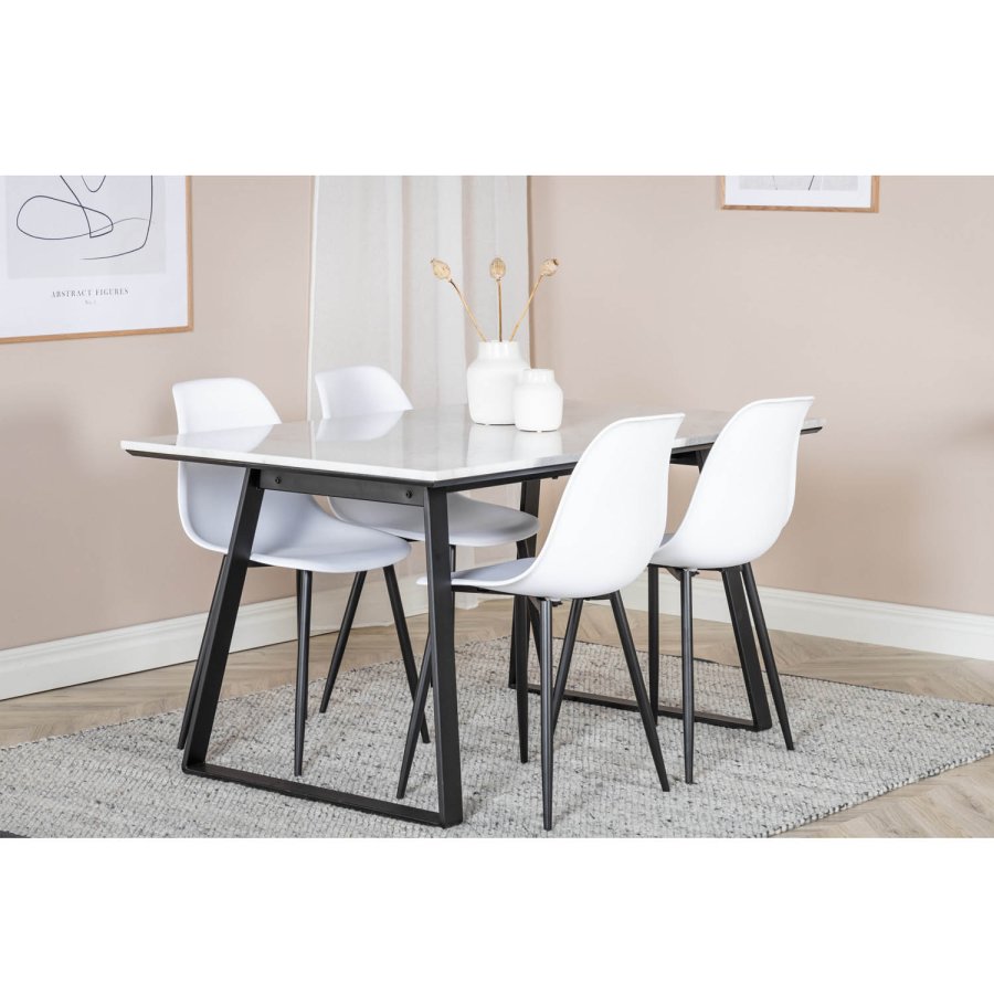 VENTURE DESIGN Polar Plastic spisestuestol - hvit plast og sort metall